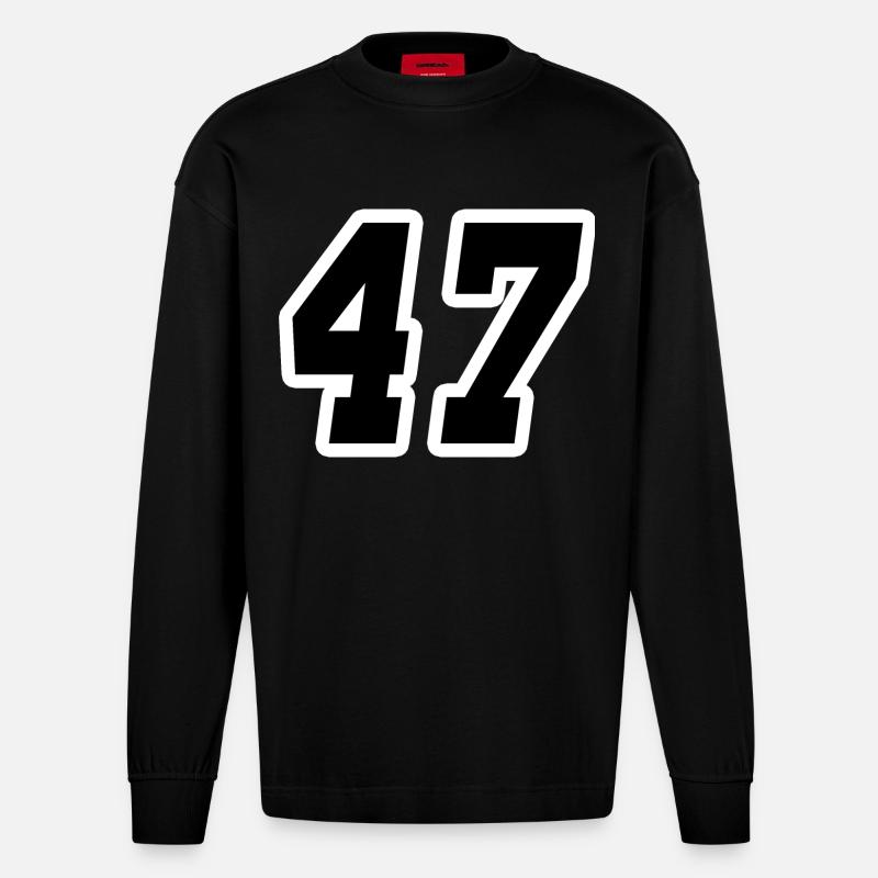 Nummer siebenundvierzig 47 - Heavyweight Oversized Organic Langarmshirt Made in EU - SOLID BLACK