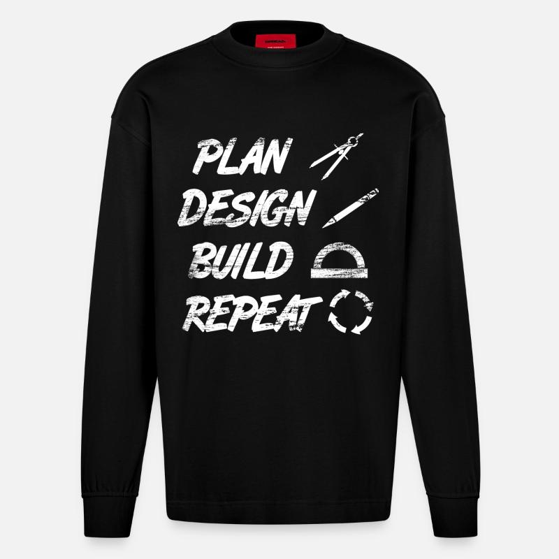 Architect Routine - Heavyweight Oversized Organic Longsleeve Shirt Made in EU - SOLID BLACK