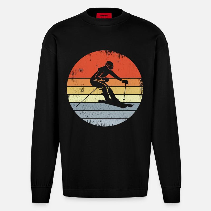 Skifahrer Mädchen - Heavyweight Oversized Organic Langarmshirt Made in EU - SOLID BLACK