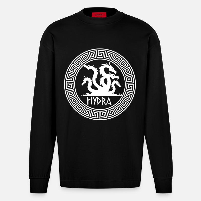 Symbol der Weißen Hydra - Heavyweight Oversized Organic Langarmshirt Made in EU - SOLID BLACK