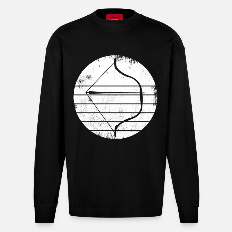 Croquis d’arc et de flèche - Manches longues bio épais oversize fabriqué en UE - SOLID BLACK