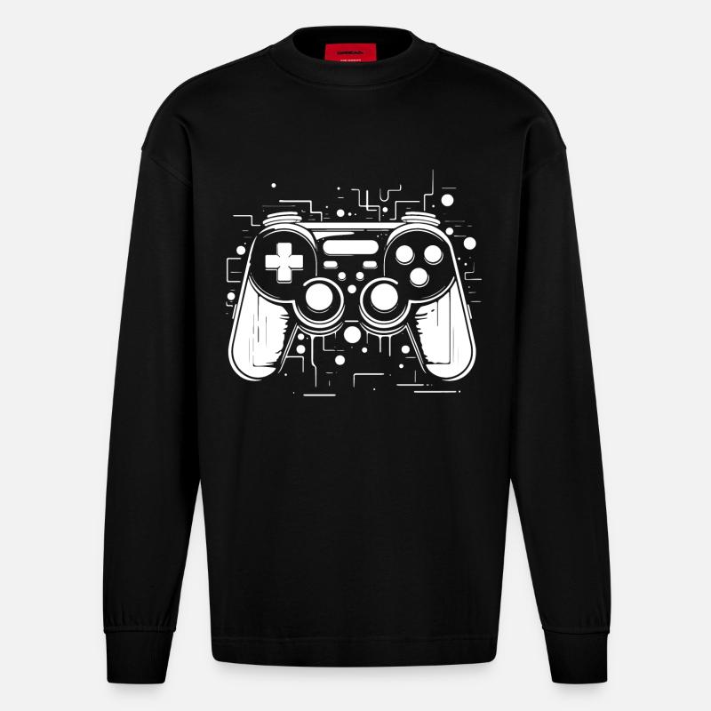 Game Controller - Heavyweight Oversized Organic Langarmshirt Made in EU - SOLID BLACK