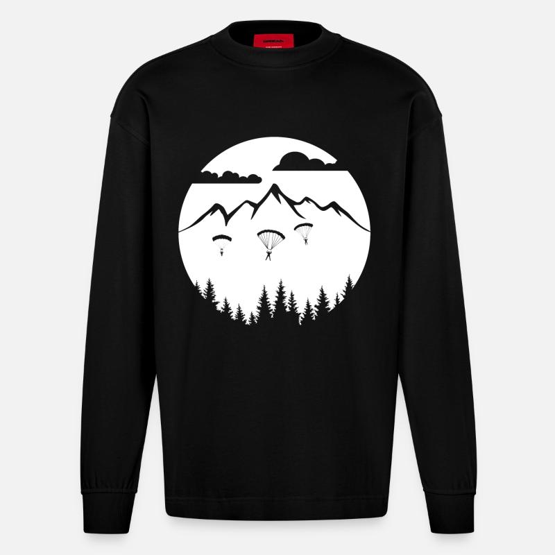 Fallschirmsprung - Adrenalin am Himmel - Heavyweight Oversized Organic Langarmshirt Made in EU - SOLID BLACK