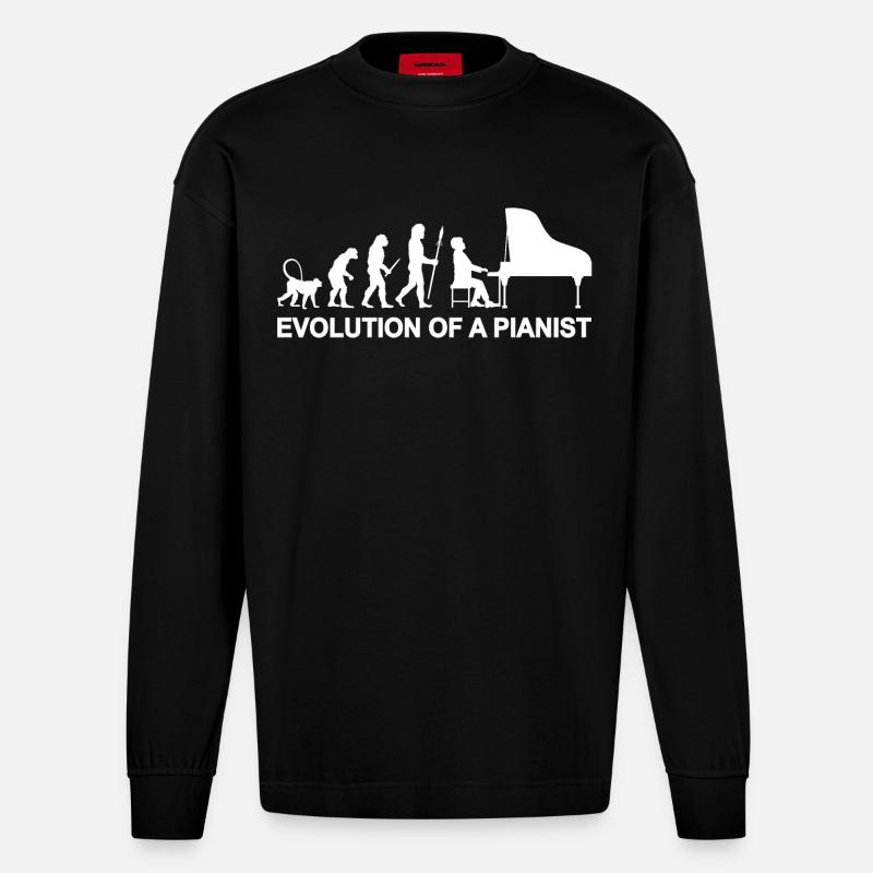 Evolution of a Pianist - Heavyweight Oversized Organic Langarmshirt Made in EU - SOLID BLACK
