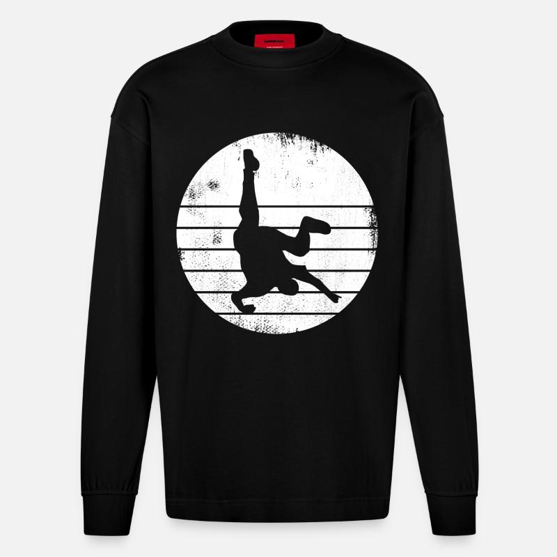 Breakdancer Sketch - Heavyweight Oversized Organic Langarmshirt Made in EU - SOLID BLACK