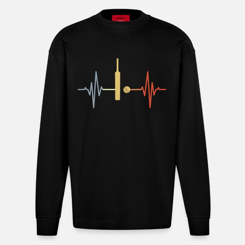 ECG de palpitations de grillons - Manches longues bio épais oversize fabriqué en UE - SOLID BLACK
