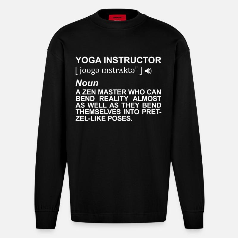 Yogalehrer Definition - Heavyweight Oversized Organic Langarmshirt Made in EU - SOLID BLACK