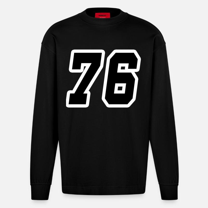 Nummer sechsundsiebzig 76 - Heavyweight Oversized Organic Langarmshirt Made in EU - SOLID BLACK