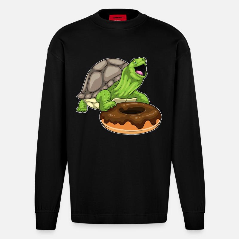 Turtle Donut - Heavyweight Oversized Organic Longsleeve Shirt Made in EU - SOLID BLACK