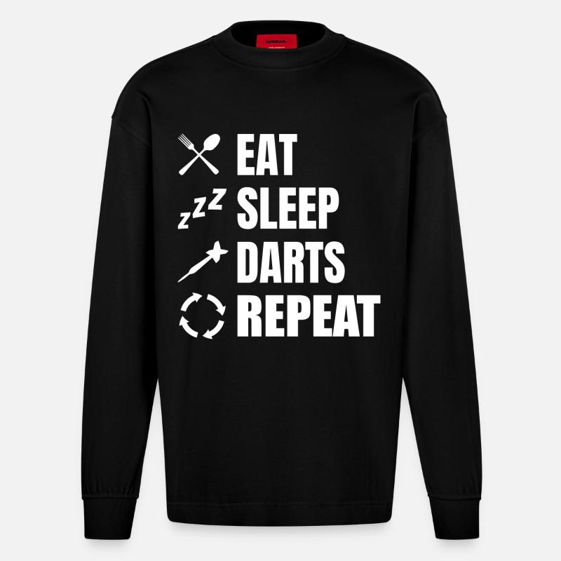 Manger, dormir, répéter les fléchettes - Manches longues bio épais oversize fabriqué en UE - SOLID BLACK