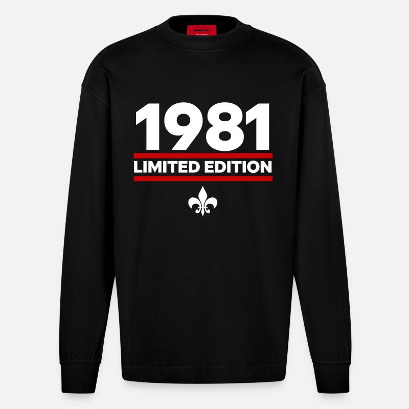 1981 Limited Edition - Heavyweight Oversized Organic Langarmshirt Made in EU - SOLID BLACK