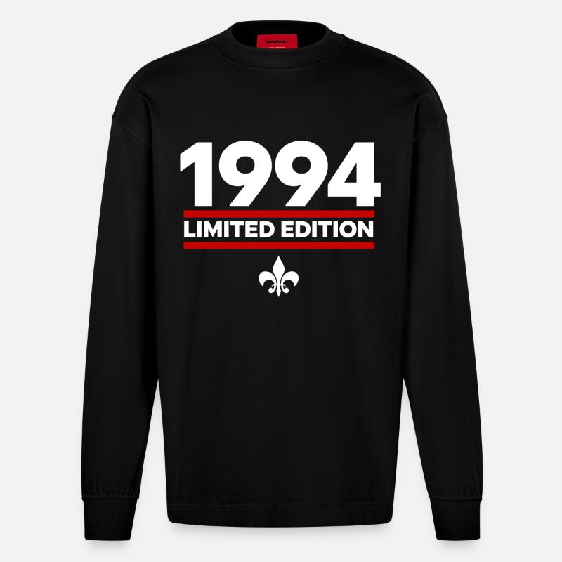1994 Édition limitée - Manches longues bio épais oversize fabriqué en UE - SOLID BLACK