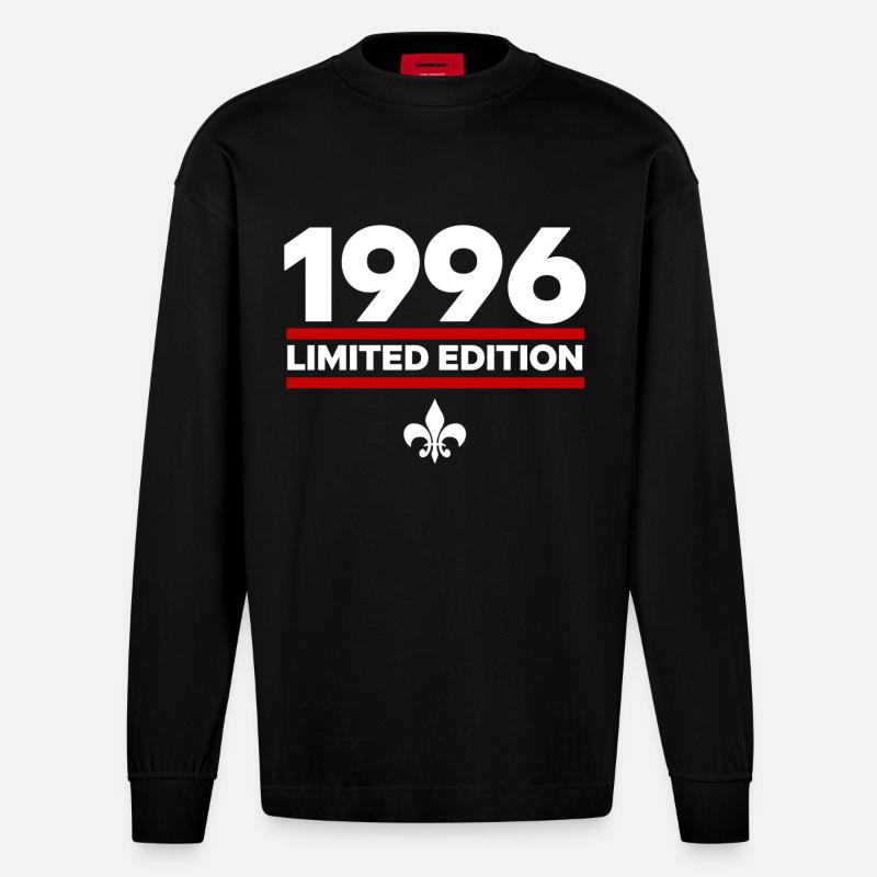 1996 Édition limitée - Manches longues bio épais oversize fabriqué en UE - SOLID BLACK