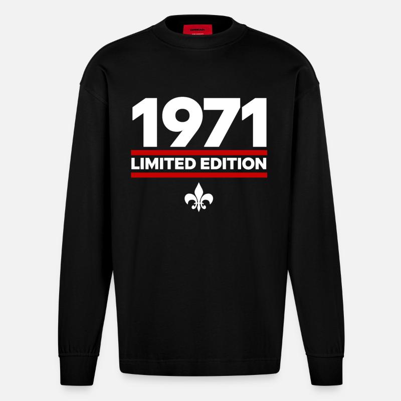 Édition limitée de 1971 - Manches longues bio épais oversize fabriqué en UE - SOLID BLACK