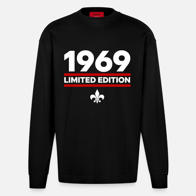 Édition limitée de 1969 - Manches longues bio épais oversize fabriqué en UE - SOLID BLACK