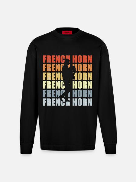 Retro Horn - Heavyweight Oversized Organic Longsleeve Shirt Made in EU - SOLID BLACK