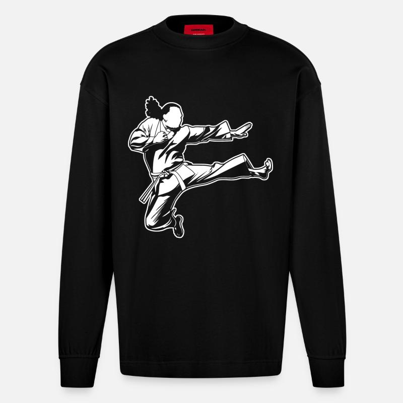 Karate - Heavyweight Oversized Organic Langarmshirt Made in EU - SOLID BLACK