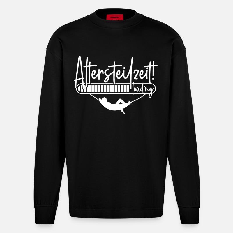 Altersteilzeit loading Ladebalken Hängematte ATZ - Heavyweight Oversized Organic Langarmshirt Made in EU - SOLID BLACK