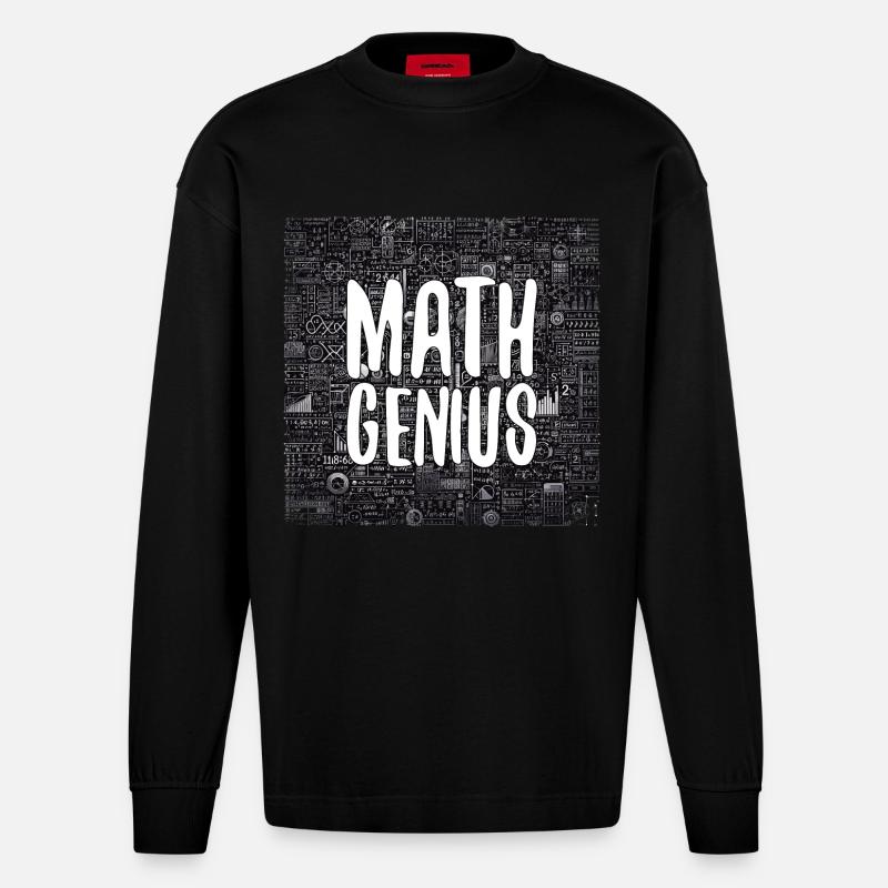 Math Genius Math Genius Math cadeau - Manches longues bio épais oversize fabriqué en UE - SOLID BLACK