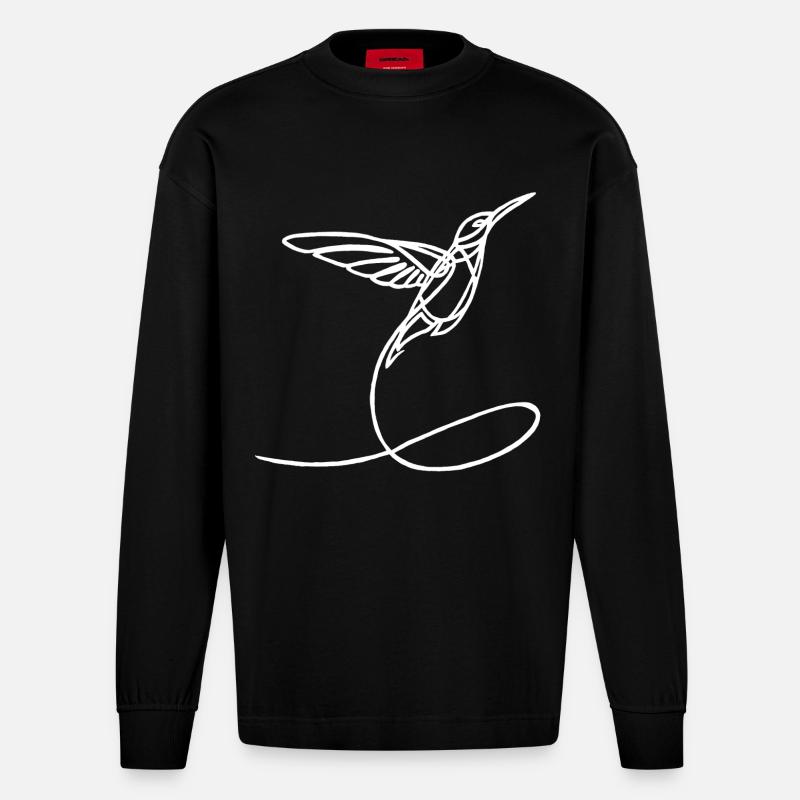 Seltsamer weißer Vogel - Heavyweight Oversized Organic Langarmshirt Made in EU - SOLID BLACK