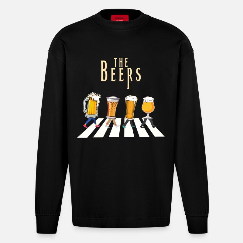 Individuelles Design des Bierbar-Musters - Heavyweight Oversized Organic Langarmshirt Made in EU - SOLID BLACK