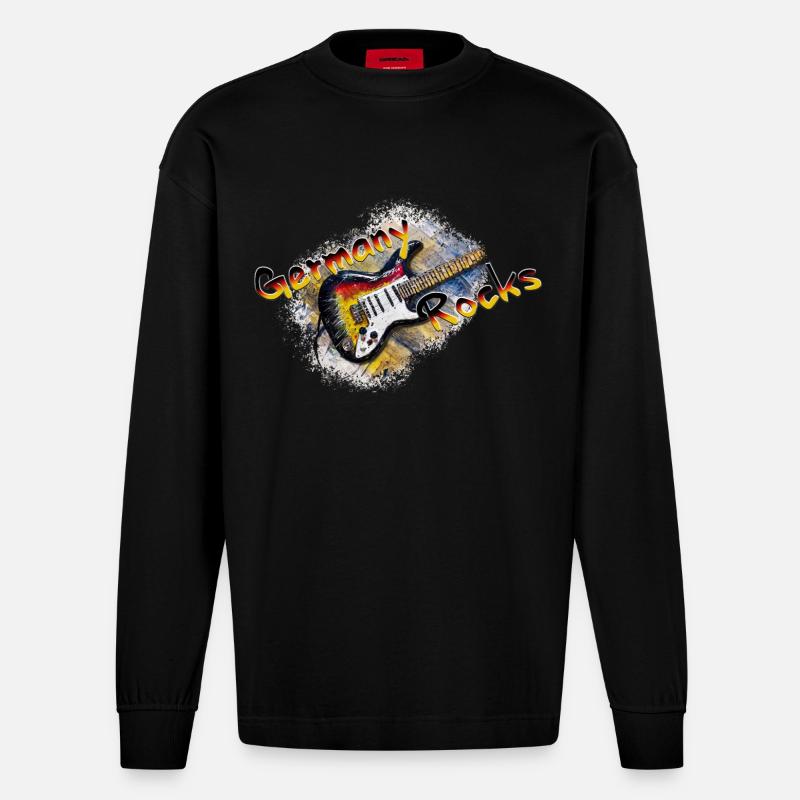 germany rocks - Heavyweight Oversized Organic Langarmshirt Made in EU - SOLID BLACK
