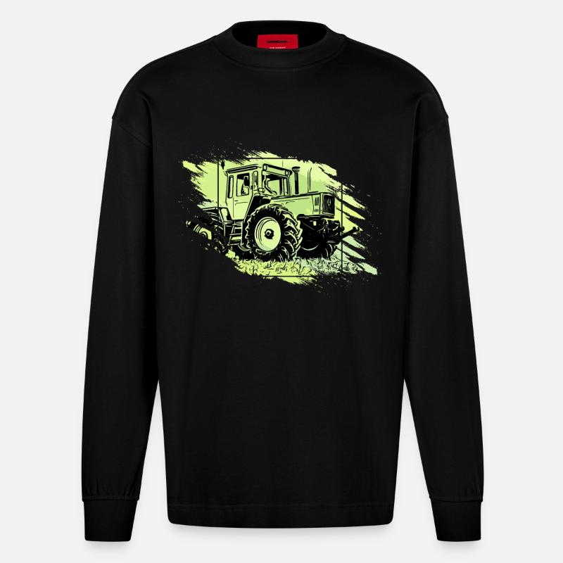 MB trac 1300 turbo - Heavyweight Oversized Organic Langarmshirt Made in EU - SOLID BLACK