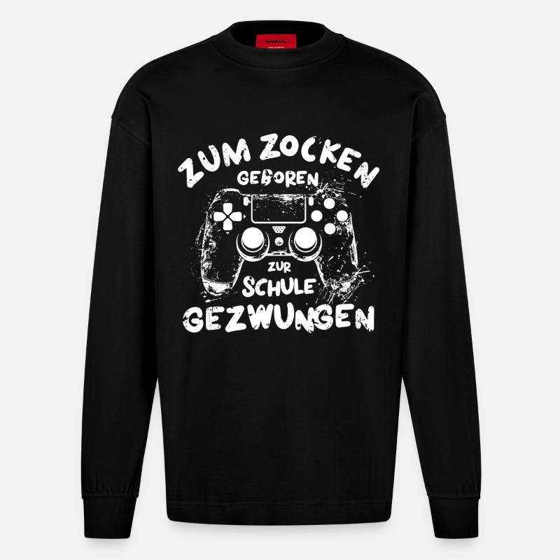 Computerfreak Zocker Gamershirt Hacker - Heavyweight Oversized Organic Langarmshirt Made in EU - SOLID BLACK
