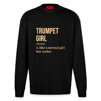 Trompete - Heavyweight Oversized Organic Langarmshirt Made in EU - SOLID BLACK - Vorne