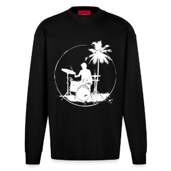 Drummer - Heavyweight Oversized Organic Longsleeve Shirt Made in EU - SOLID BLACK - Front