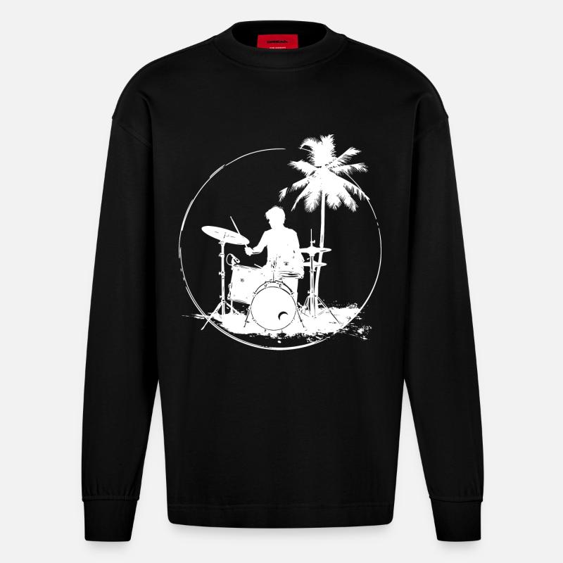 Batteur - Manches longues bio épais oversize fabriqué en UE - SOLID BLACK