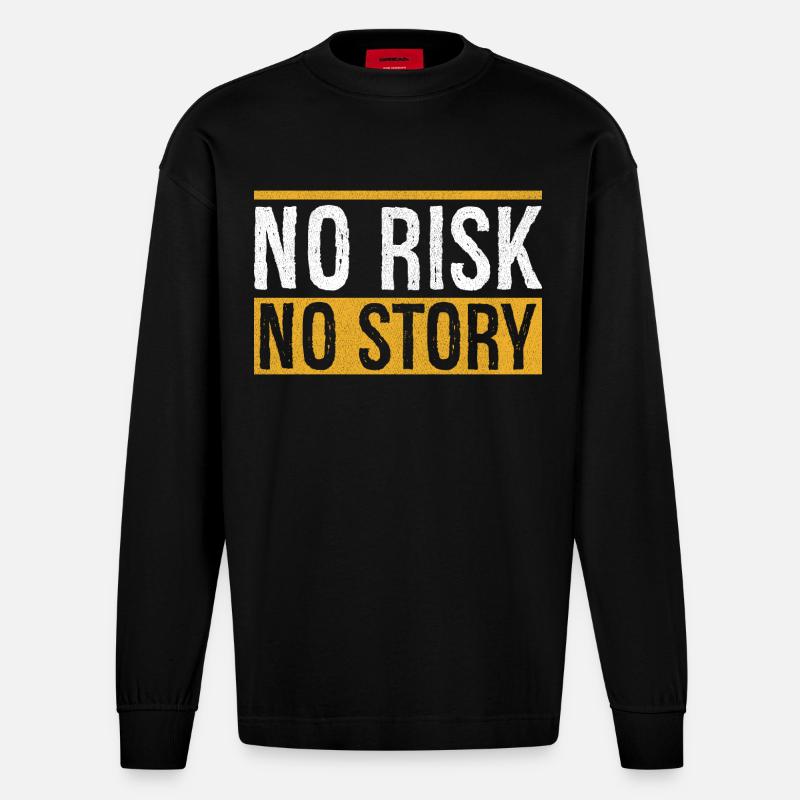 Pas de risque, pas d’histoire - Manches longues bio épais oversize fabriqué en UE - SOLID BLACK