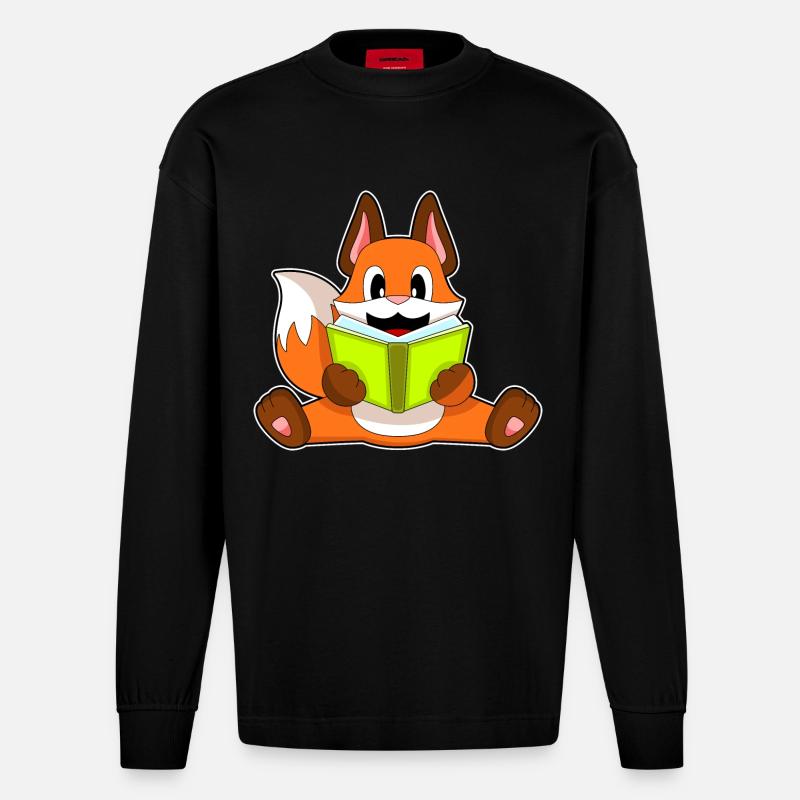 Livre de lecture Fox - Manches longues bio épais oversize fabriqué en UE - SOLID BLACK