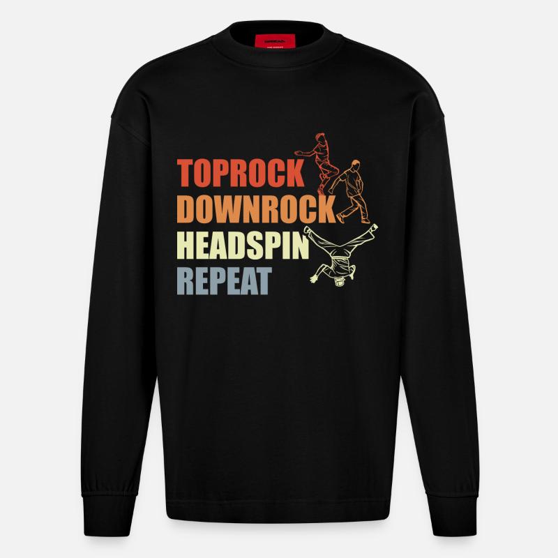 Breakdance Routine - Heavyweight Oversized Organic Langarmshirt Made in EU - SOLID BLACK