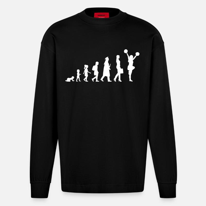 Evolution Of A Cheerleader - Heavyweight Oversized Organic Langarmshirt Made in EU - SOLID BLACK