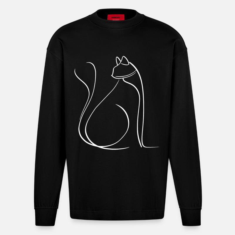 Chat - Manches longues bio épais oversize fabriqué en UE - SOLID BLACK