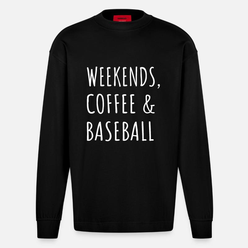 Week-ends, café et baseball I - Manches longues bio épais oversize fabriqué en UE - SOLID BLACK