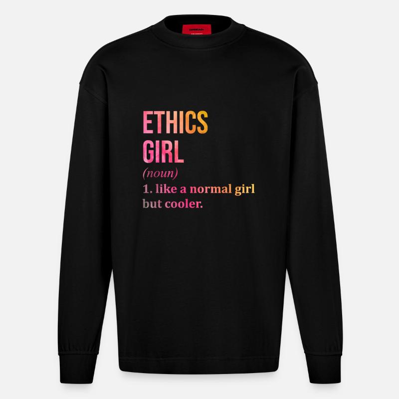 Ethisch - Heavyweight Oversized Organic Langarmshirt Made in EU - SOLID BLACK