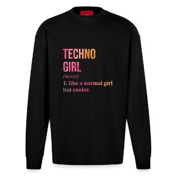 Techno - Heavyweight Oversized Organic Langarmshirt Made in EU - SOLID BLACK - Vorne