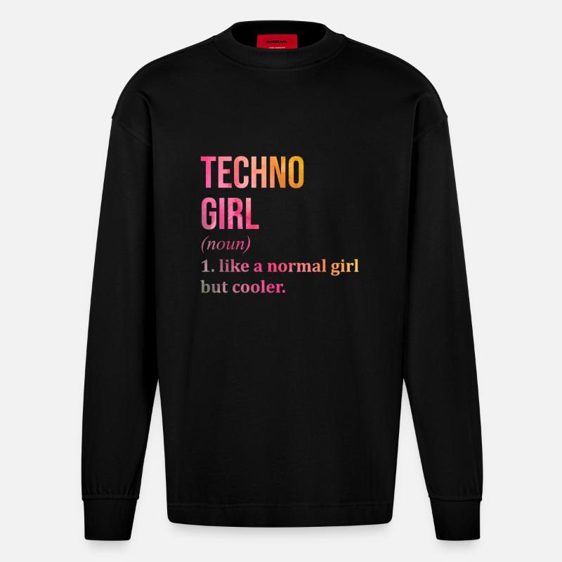 Techno - Heavyweight Oversized Organic Langarmshirt Made in EU - SOLID BLACK