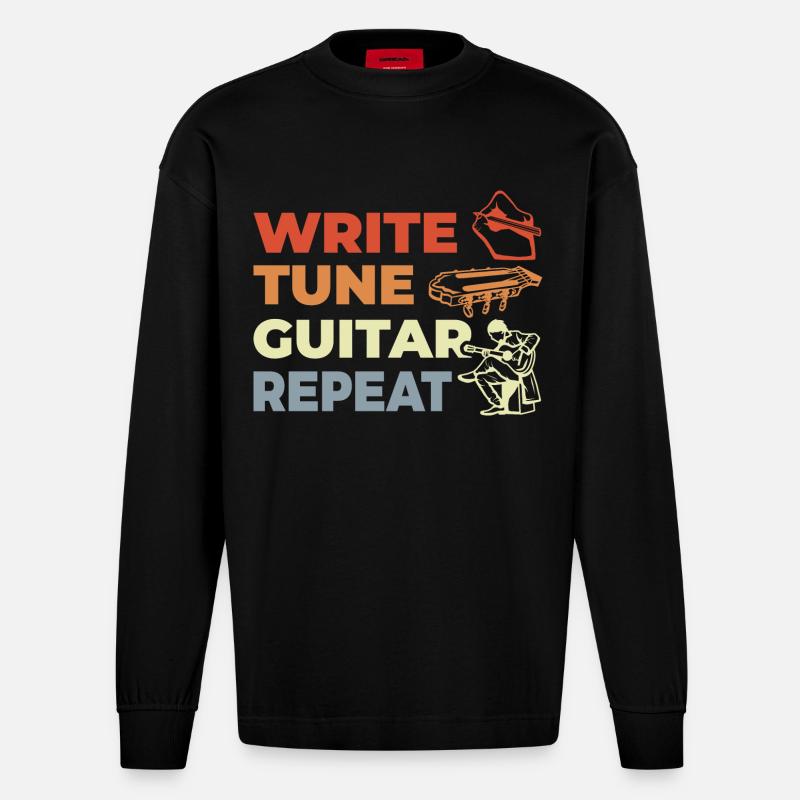 Citation du guitariste - Manches longues bio épais oversize fabriqué en UE - SOLID BLACK