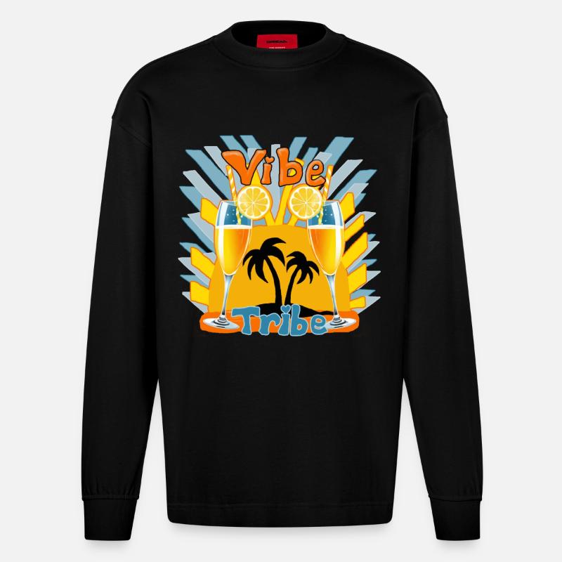 C’est l’heure de la - Manches longues bio épais oversize fabriqué en UE - SOLID BLACK