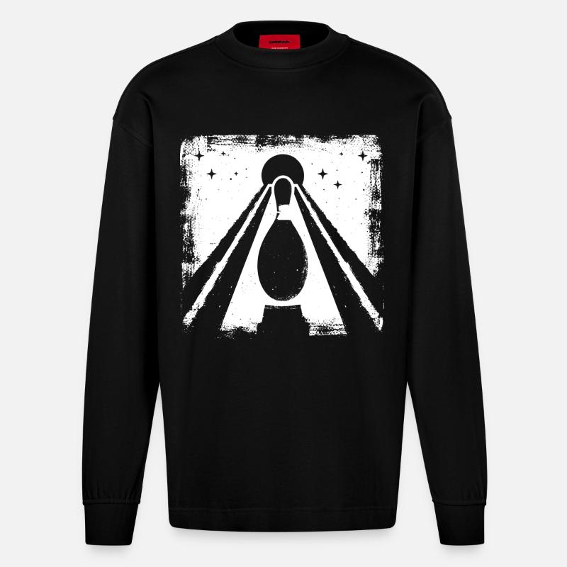 Bowling Pin Grafik - Heavyweight Oversized Organic Langarmshirt Made in EU - SOLID BLACK