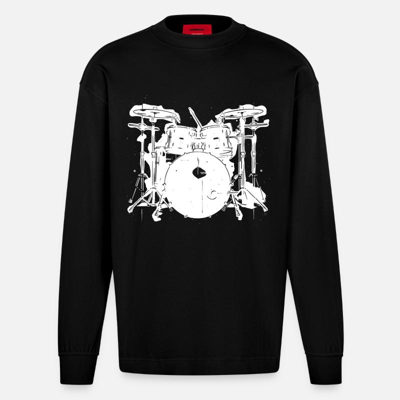 Schlagzeug - Heavyweight Oversized Organic Langarmshirt Made in EU - SOLID BLACK