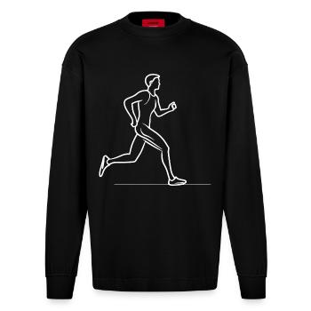 Jogger Sketch - Heavyweight Oversized Organic Longsleeve Shirt Made in EU - SOLID BLACK - Front