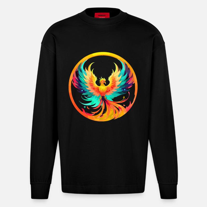 Phoenix Phönix - Heavyweight Oversized Organic Langarmshirt Made in EU - SOLID BLACK