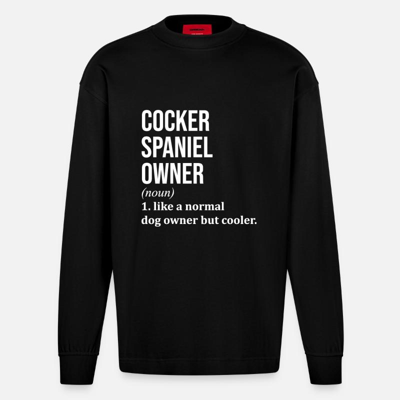 Cocker Spaniel - Manches longues bio épais oversize fabriqué en UE - SOLID BLACK