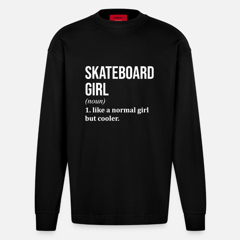 Skateboard - Heavyweight Oversized Organic Langarmshirt Made in EU - SOLID BLACK