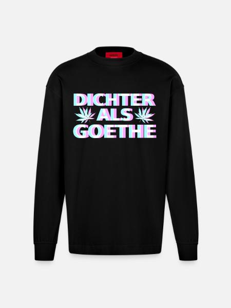 Cannabis Goethe - Heavyweight Oversized Organic Langarmshirt Made in EU - SOLID BLACK