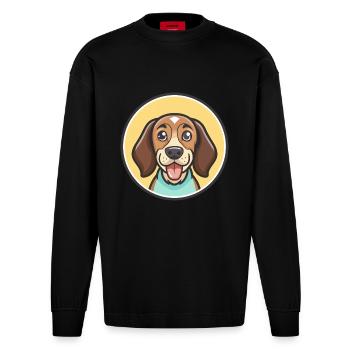 Montenegrinischer Berghund Hunderasse Lustige Karikatur - Heavyweight Oversized Organic Langarmshirt Made in EU - SOLID BLACK - Vorne